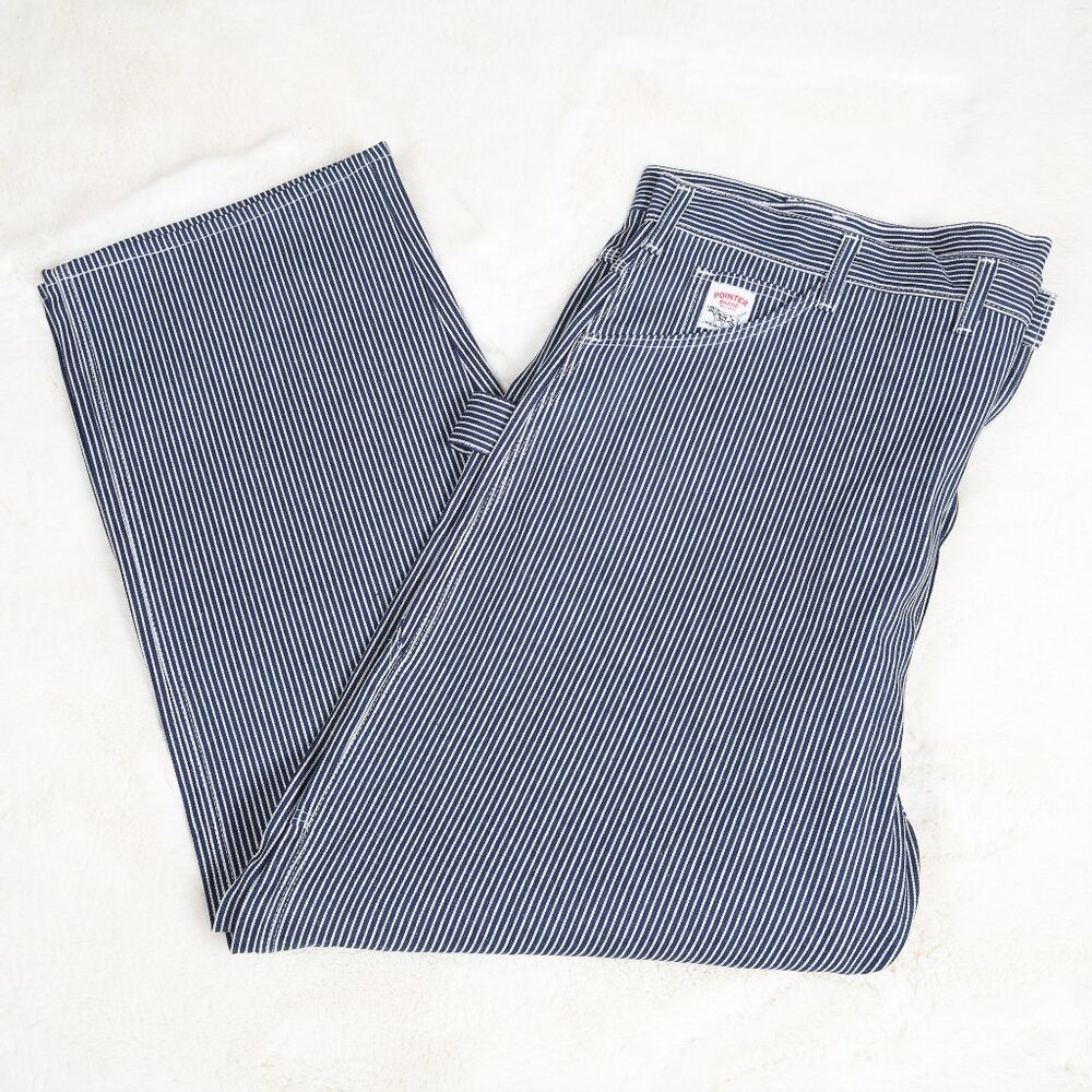 VINTAGE DEADSTOCK Pointer Brand Hickory Striped Carpenter Jeans Size 46x30
